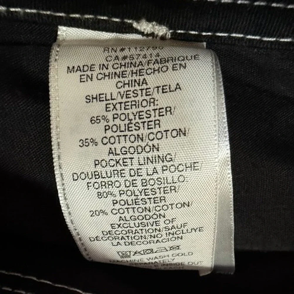 True Religion Mens Cargo Pants‎ Black White Contrast Stitch Relaxed Fit 34X30